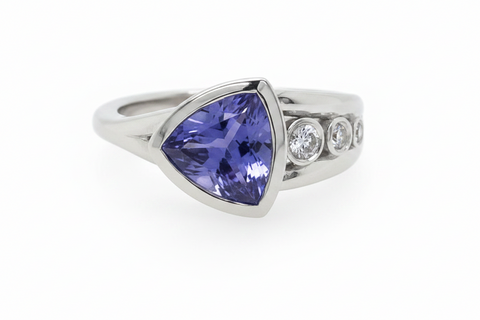 Trillion Tanzanite and Diamond Ring