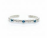 Classic Three Stone Cuff Bracelet London Blue Topaz