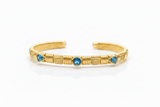 Classic Three Stone Cuff Bracelet London Blue Topaz