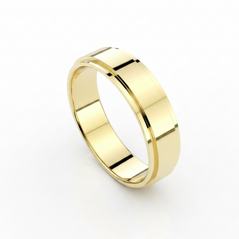 Raised Bed Flat Band Men's Wedding Band