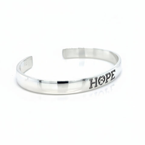 HOPE Sterling Silver Cuff Bracelet: Half-Round Design