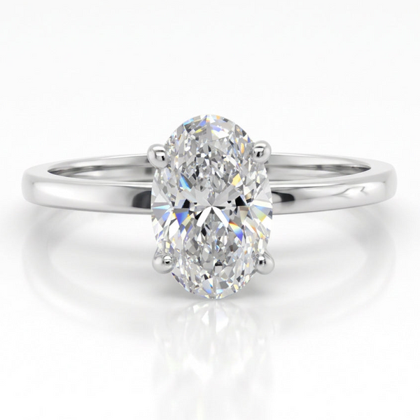 1.5 Carat Oval Diamond Solitaire Engagement Ring in 14K Gold