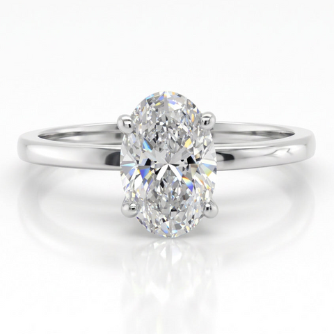 1.5 Carat Oval Diamond Solitaire Engagement Ring in 14K Gold