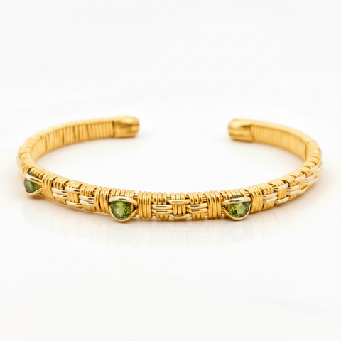 Williamsburg Woven Peridot Cuff Bracelet