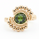 Beaded Petite Green Tourmaline Ring