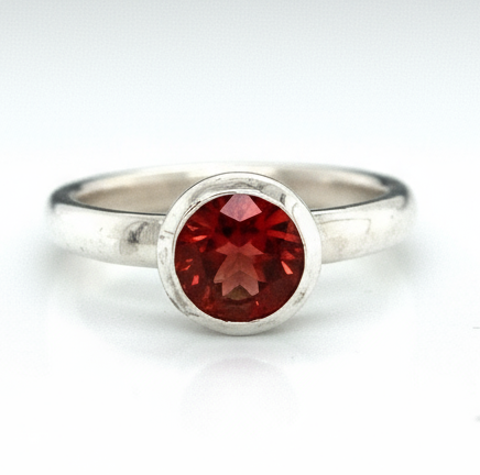 Garnet Solitaire Bezel Ring