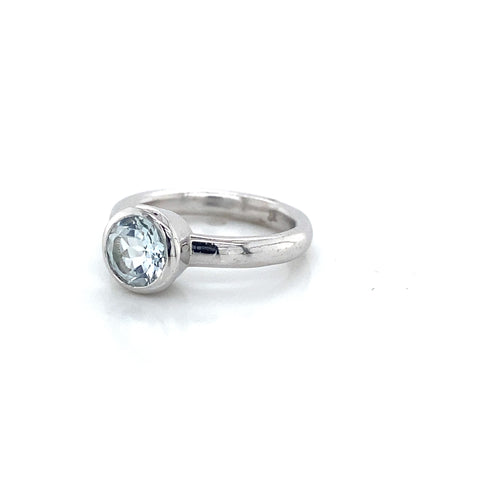 Light Blue Topaz Solitaire Bezel Ring