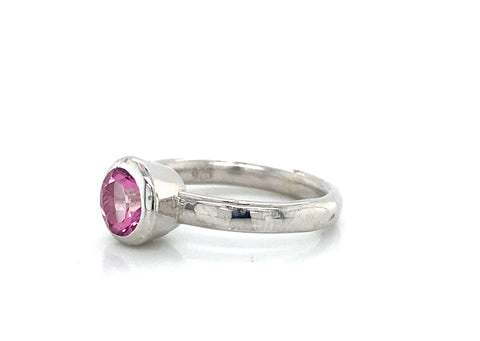 Pink Topaz Solitaire Bezel Ring