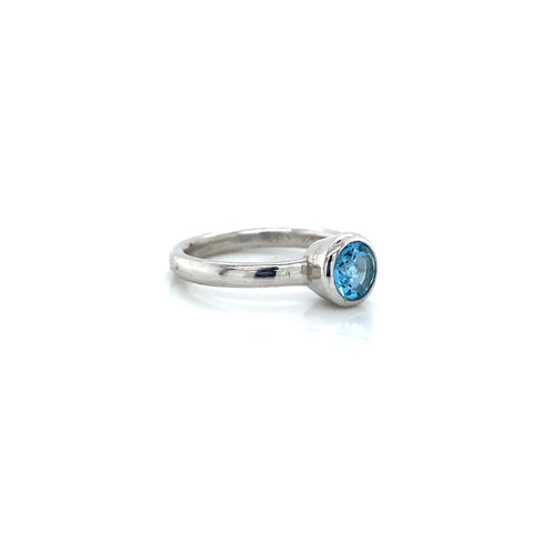 Swiss Blue Topaz Solitaire Bezel Ring