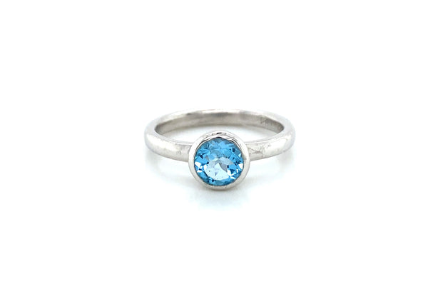 Swiss Blue Topaz Solitaire Bezel Ring