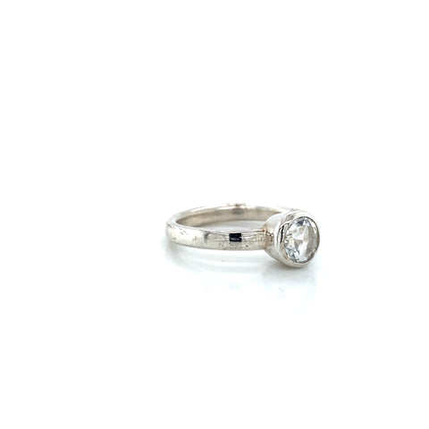 White Topaz Solitaire Bezel Ring