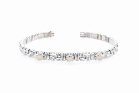 Opal Basket Weave Cuff Bracelet