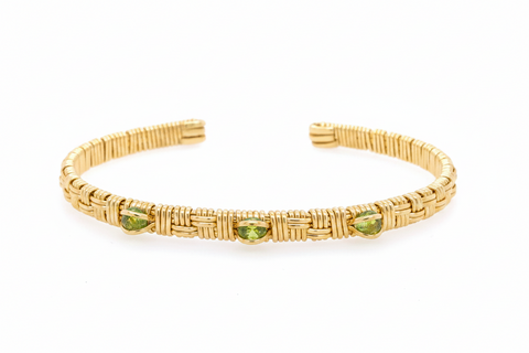 Peridot Basket Weave Cuff Bracelet