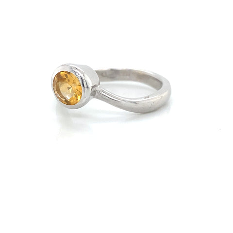 Citrine Curved Solitaire Bezel Ring