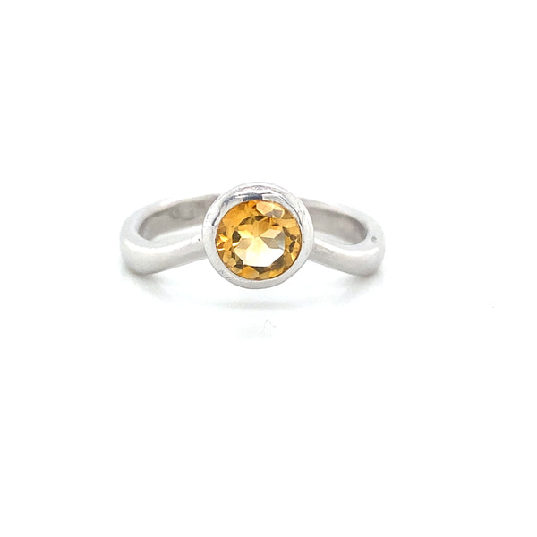 Citrine Curved Solitaire Bezel Ring