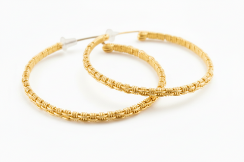 Basket Weave Hoop Earrings