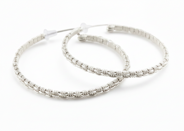 Basket Weave Hoop Earrings
