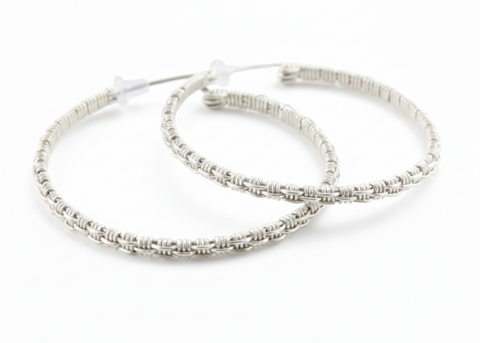Basket Weave Hoop Earrings