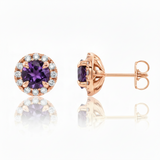 Amethyst Diamond Halo Earrings