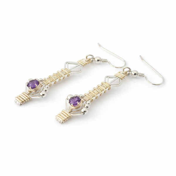 African Amethyst Drop And Dangle Gemstone Earrings
