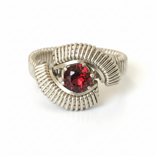 Classic Almandine Garnet Wire Wrapped Ring