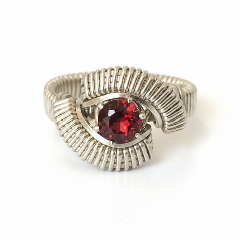 Classic Almandine Garnet Wire Wrapped Ring