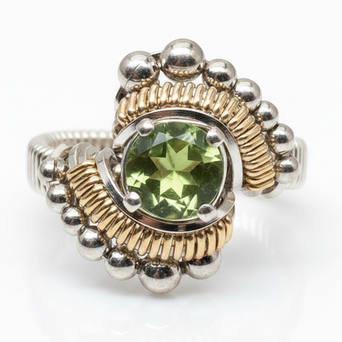 Beaded Peridot Wire Wrapped Ring
