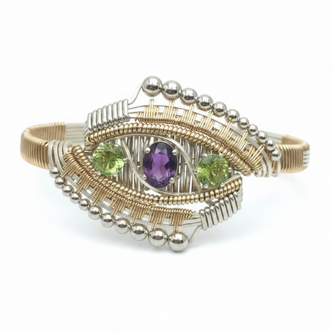 Amethyst and Peridot Eclipse Deco Bangle