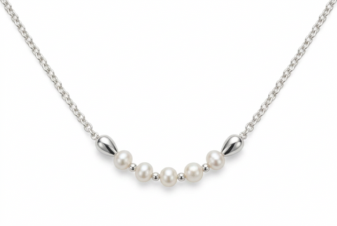 Freshwater Pearl Necklace Argentium silver hand made jewelry by Ryan Eure Designs