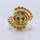 Beaded Wire Wrapped Peridot Ring Oval Gemstone