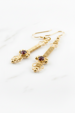 Byzantine Almandine Garnet Drop/Dangle Gemstone Earrings