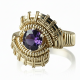 Pulse Gold Amethyst Gemstone Wire Wrapped Ring