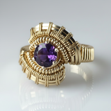 Pulse Gold Amethyst Gemstone Wire Wrapped Ring