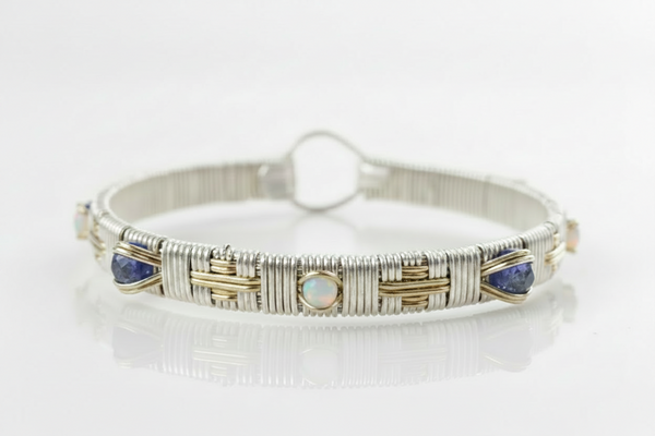 Elite Southwest Gem Bangle with Tanzanite and Opal