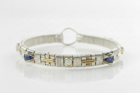 Elite Southwest Gem Bangle with Tanzanite and Opal