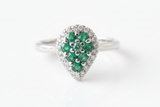 Emerald Teardrop Pave Ring