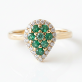Emerald Teardrop Pave Ring