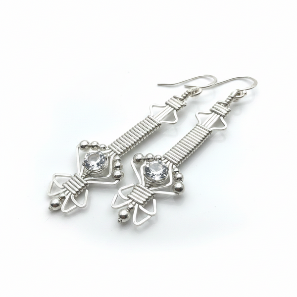 Byzantine White Topaz Gemstone Drop/Dangle Earrings