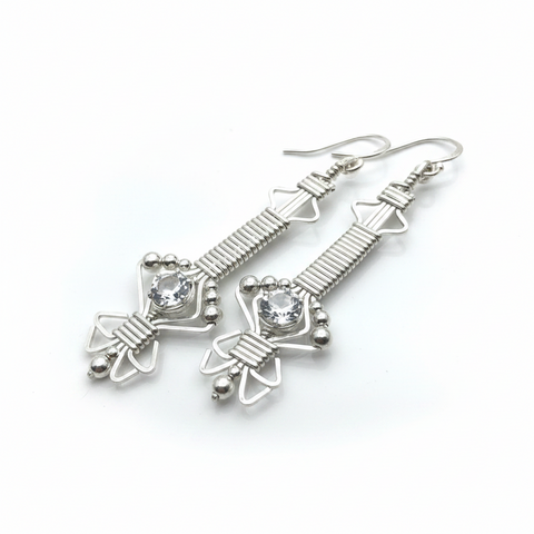 Byzantine White Topaz Gemstone Drop/Dangle Earrings
