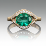 Emerald and Diamond Halo East to West Setting