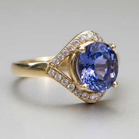 3 carat Tanzanite Halo Ring