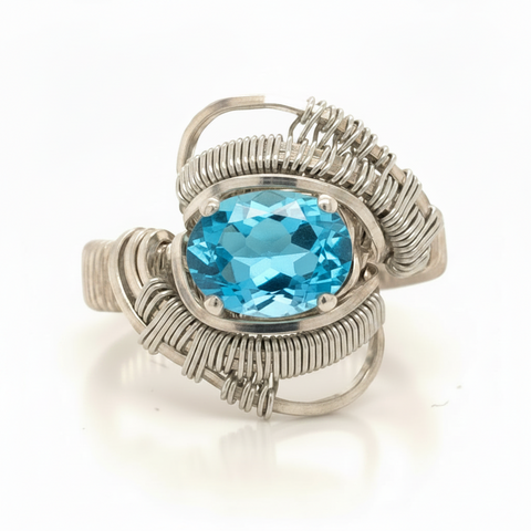 Swiss Blue Topaz Nebula Ring