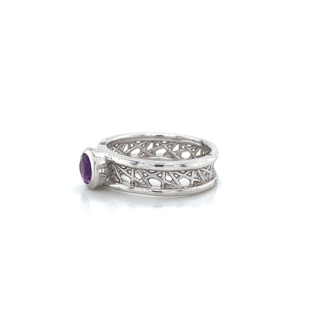 Petite Round Connection Ring 5mm Amethyst
