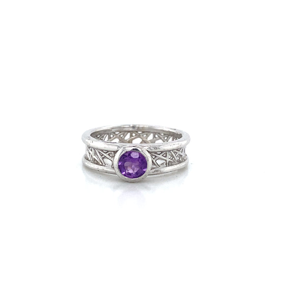 Petite Round Connection Ring 5mm Amethyst