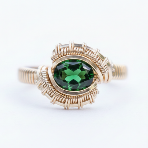 Pulse Petite Green Tourmaline Ring