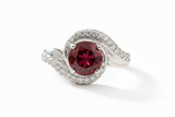 Rhodolite Garnet Diamond Swirl Ring