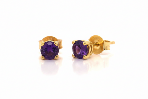 14K Gold Amethyst Stud Earrings (Choose Color)