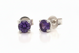 14K Gold Amethyst Stud Earrings (Choose Color)