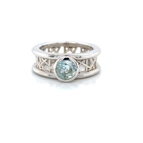 Round Connection Ring 6mm Light Blue Topaz