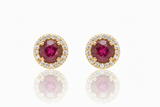 Ruby Diamond Halo Stud Earrings